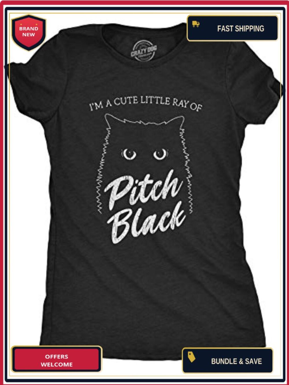 Womens Halloween Black Cat Funny Short Sleeve Graphic Tee T-Shirt